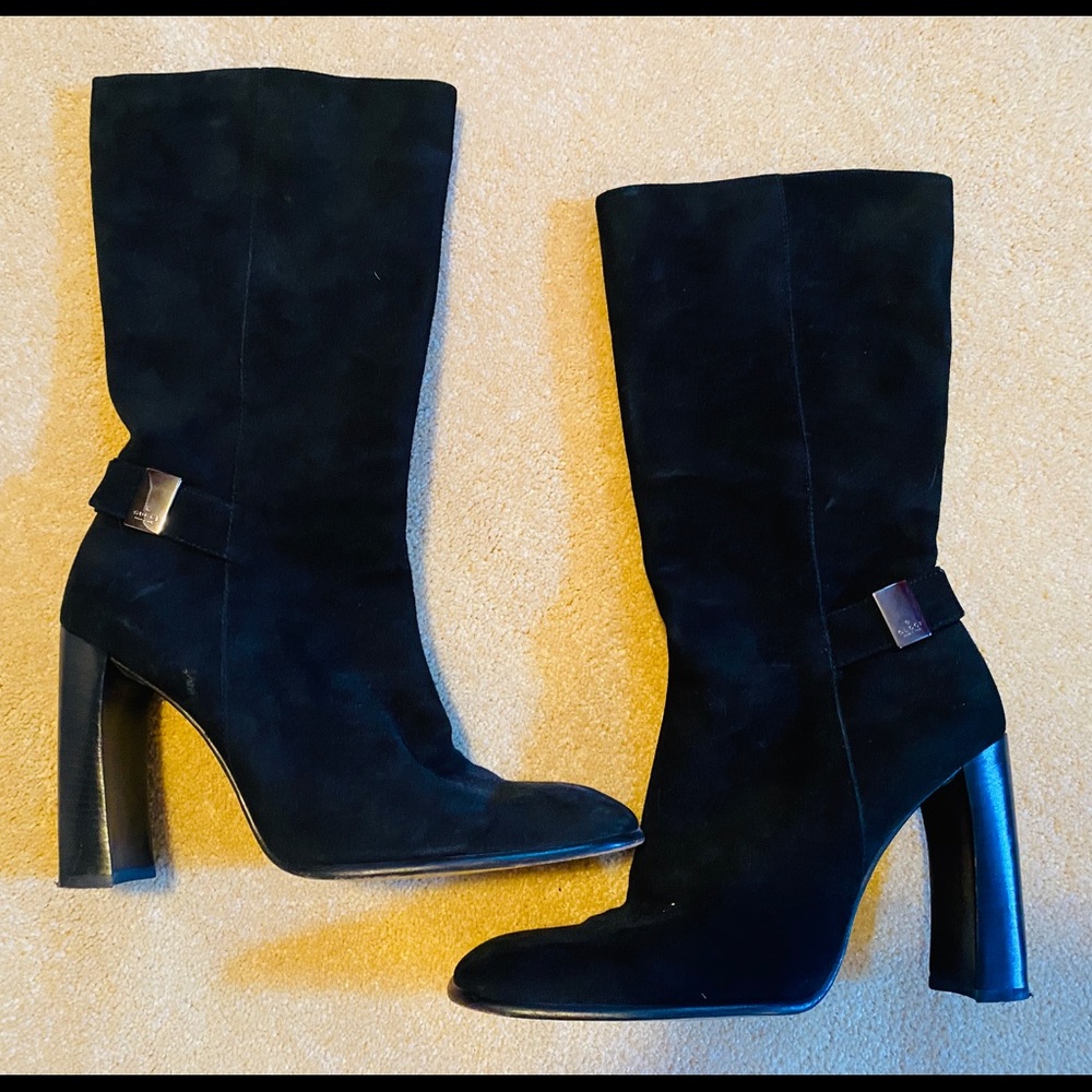 Gucci Mid-Calf Black Suede Boots